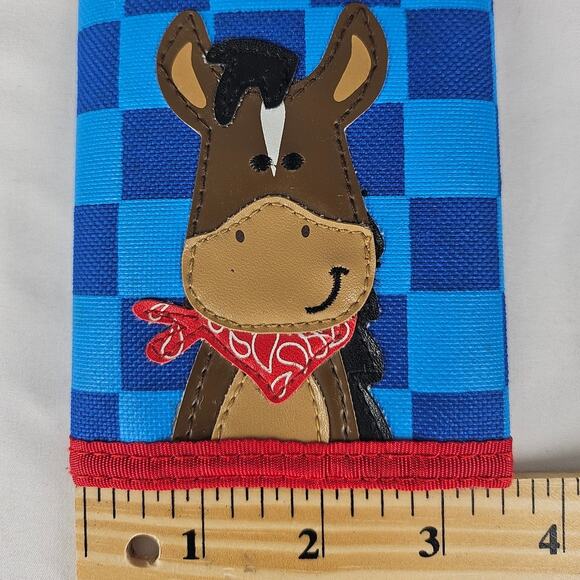 STEPHEN JOSEPH KIDS BLUE CHECKER HORSE WALLET TRIFOLD STYLE SIZE 4.5X3.5 - Picture 8 of 8